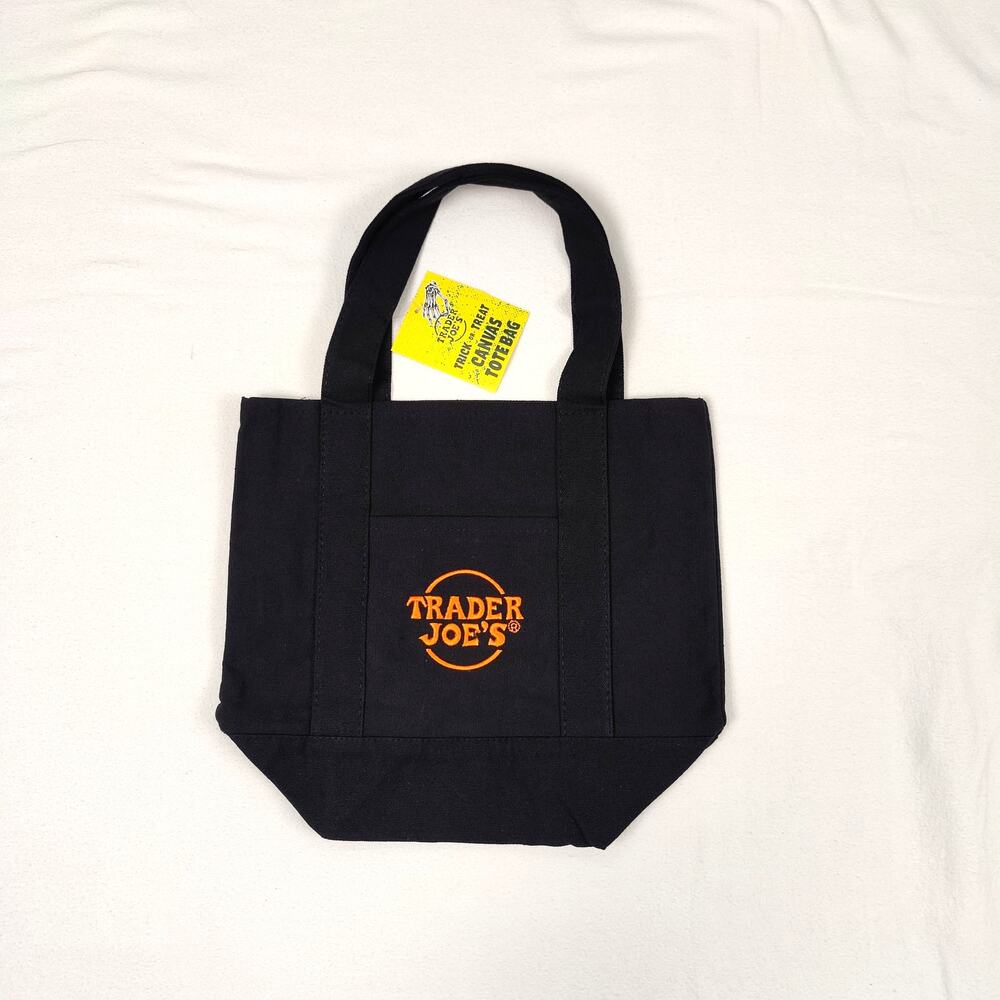Trader Joe's Mini Canvas Tote Bag - Halloween Limited Edition - BLACK-ORANGE